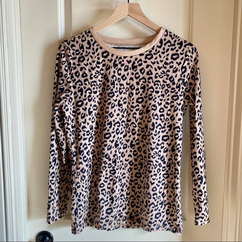 Animal Print Tan/Black Long Sleeve Top (S)